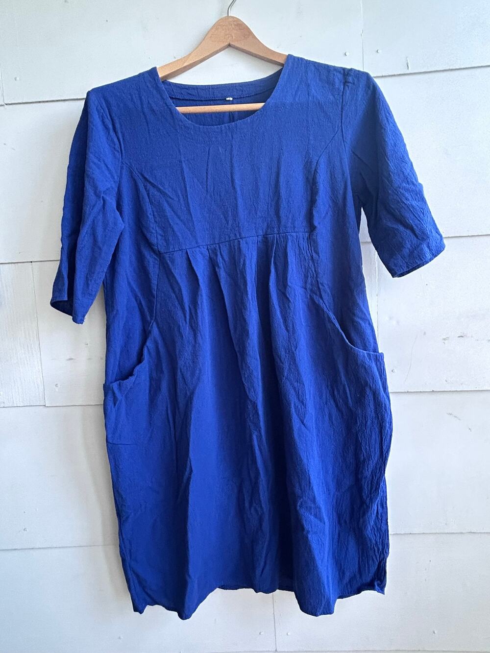 100% Cotton Blue Dress Size L (Fits Like M- see Measurements)